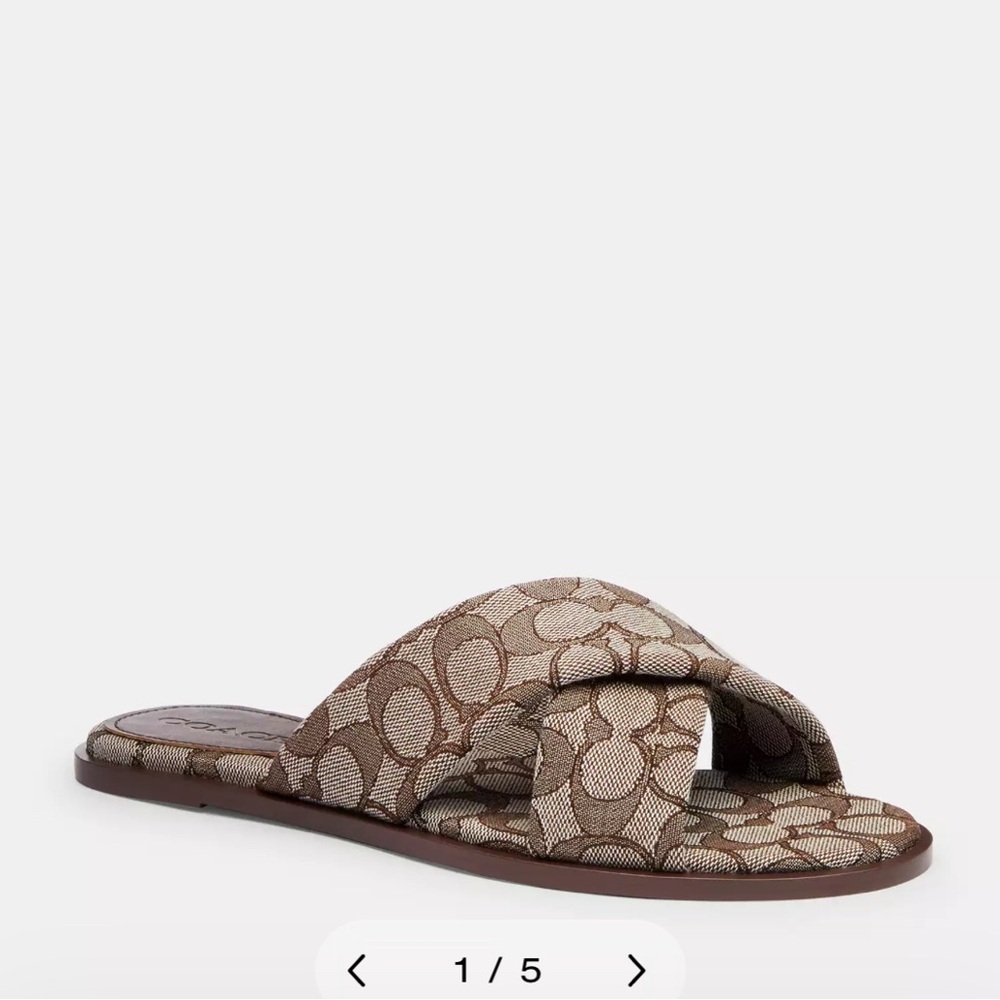 NIB Coach Link Criss Cross jacquard sandal